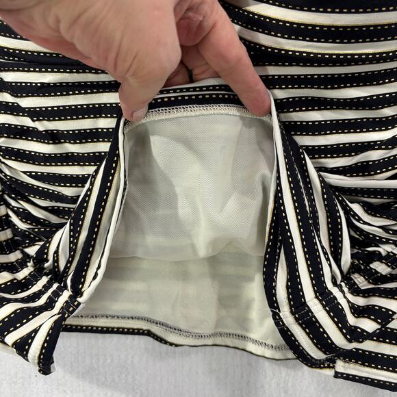 Nip Tuck Swim Size 12 Tankini Top Multi Fit Cup Striped Ruched Adjustable Straps - Picture 15 of 15